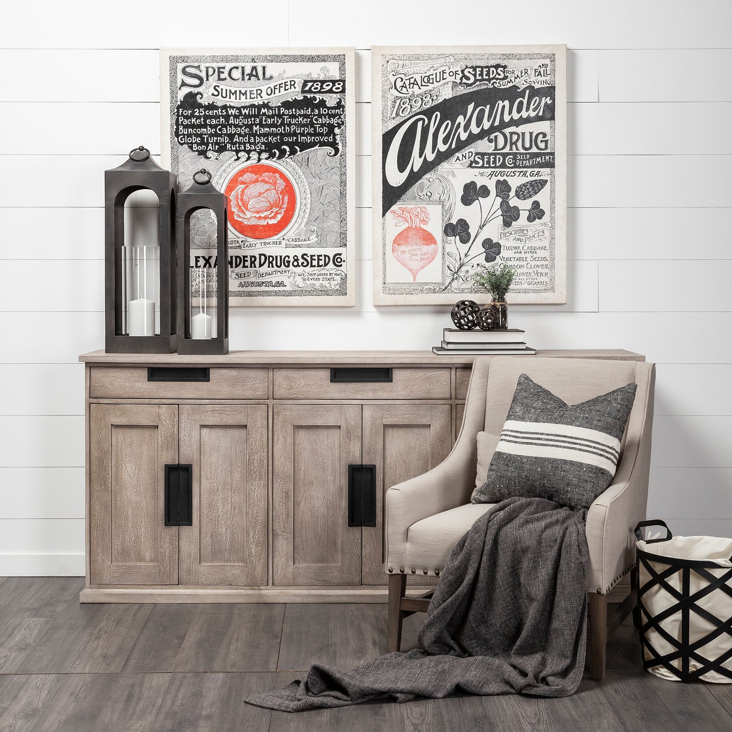 Kensington Beige Linen Fabric and Wood Accent Chair
