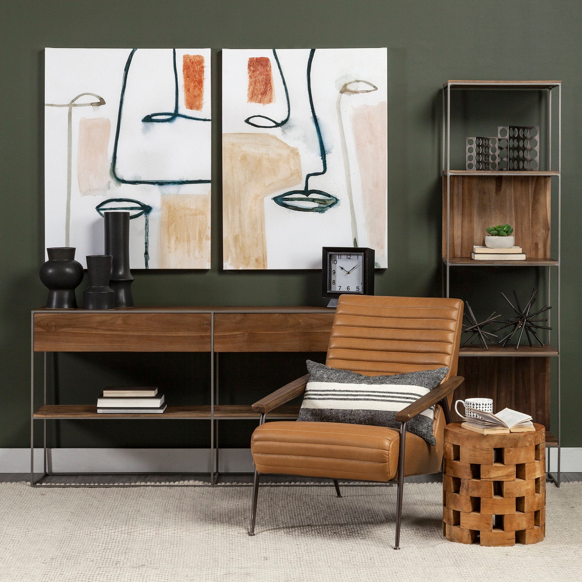 Morris 4 Tier Shelving Unit Brown Wood | Silver Metal - shelving