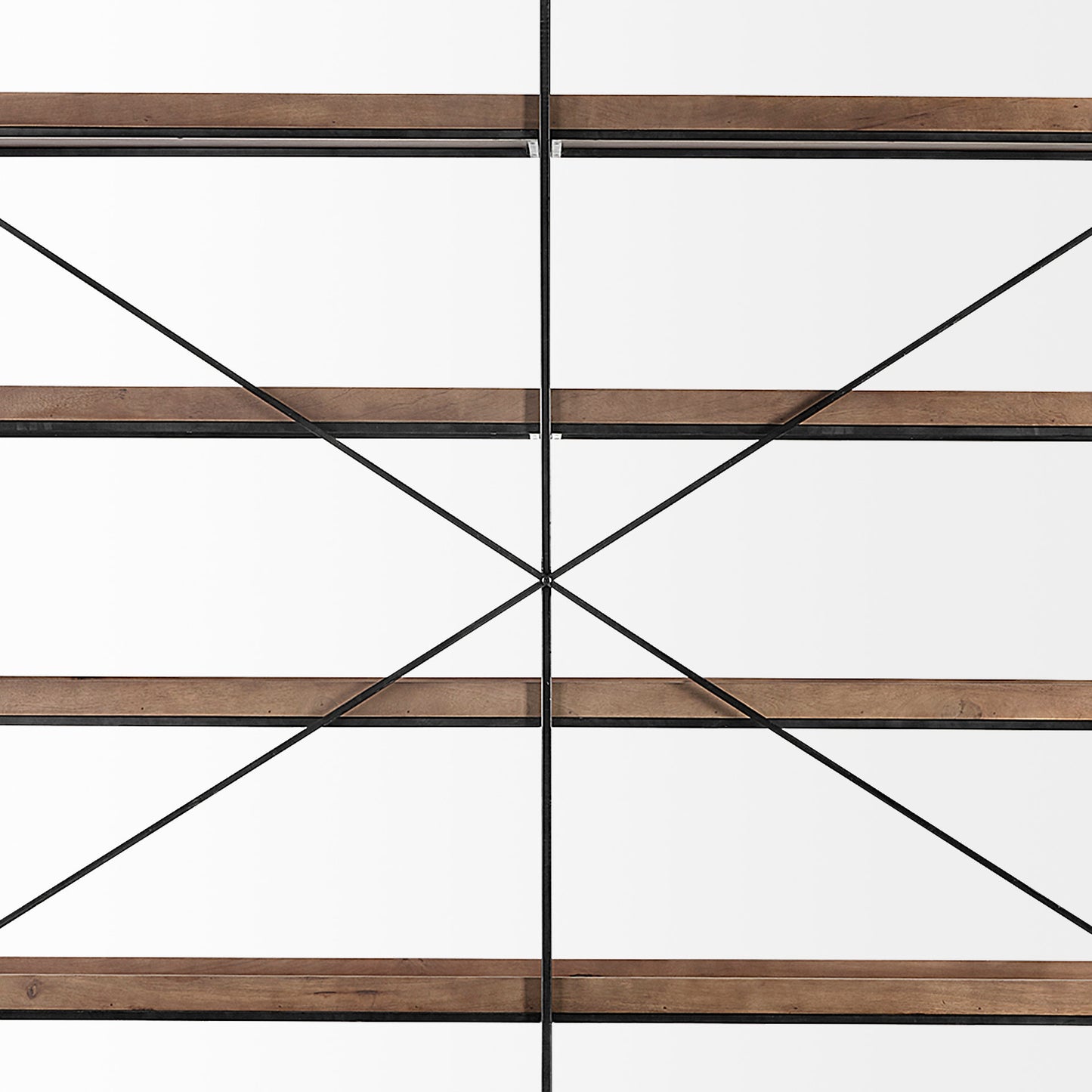 Trey IV 80L x 16W x 87.5H  Medium Brown Wood and Iron Five Tray Shelf Shelving Unit