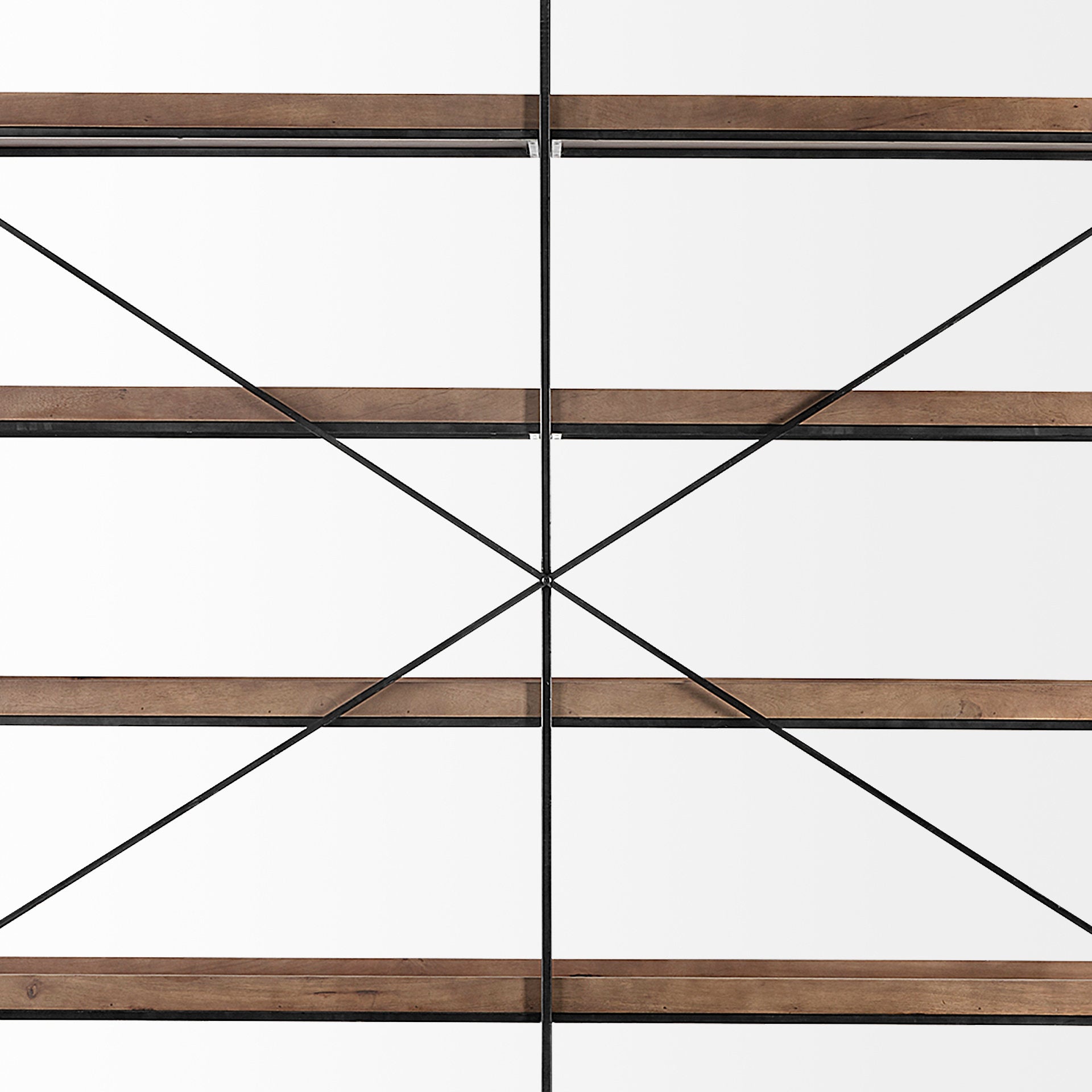 Trey IV 80L x 16W x 87.5H  Medium Brown Wood and Iron Five Tray Shelf Shelving Unit