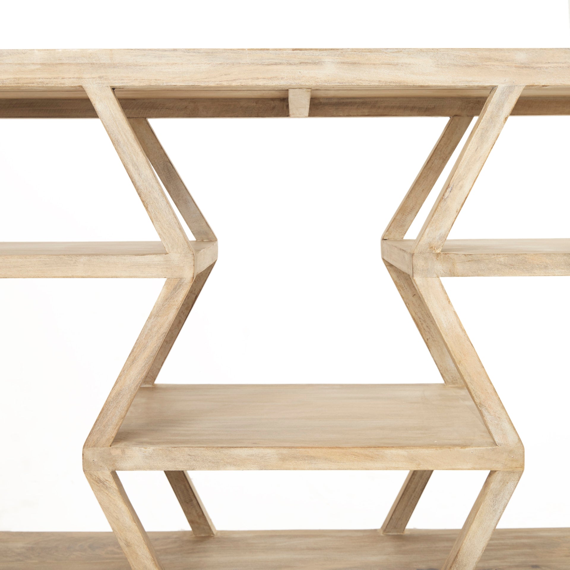 Dayton II 66L x 16W Natural Wooden Multi-Level Shelf Console Table