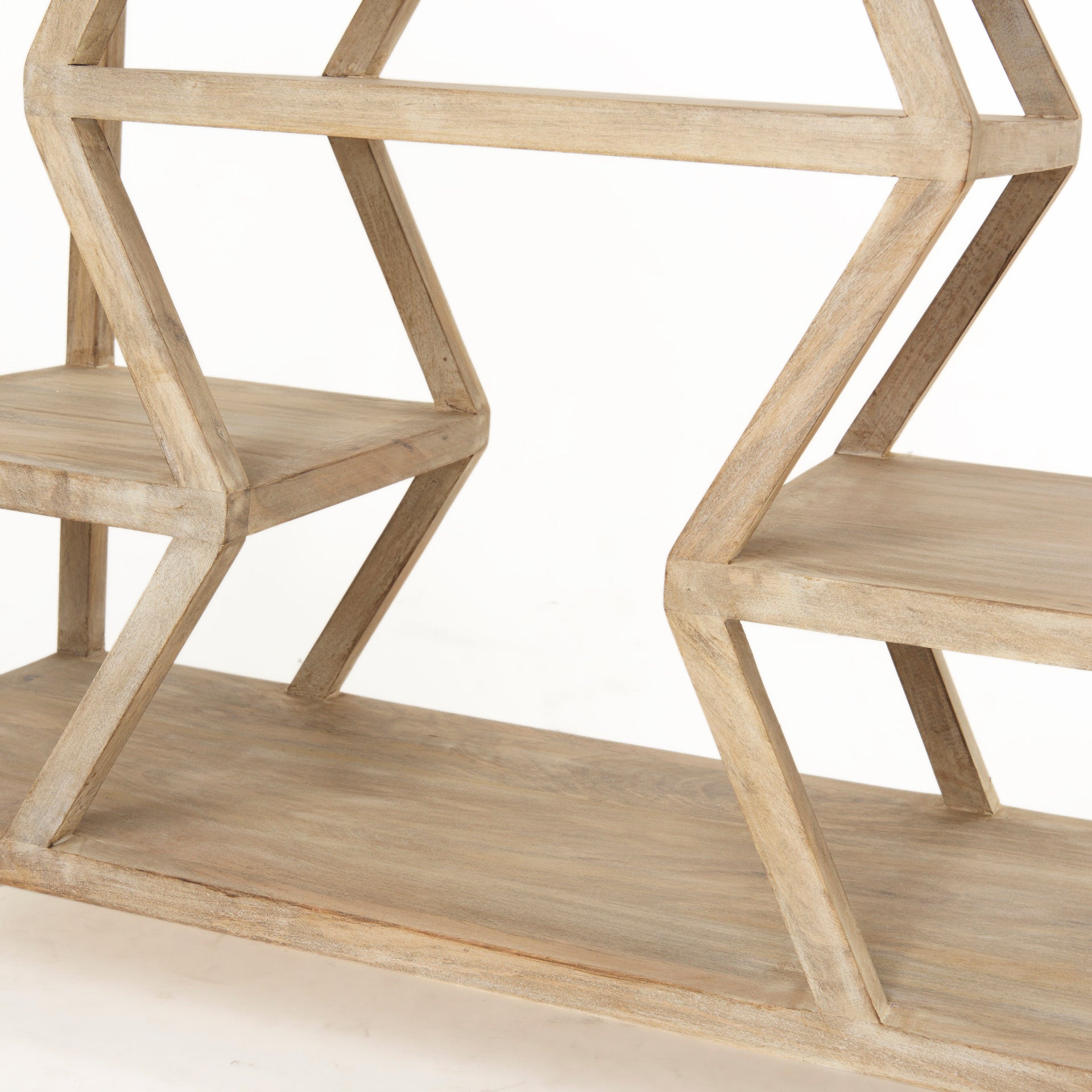 Dayton II 66L x 16W Natural Wooden Multi-Level Shelf Console Table