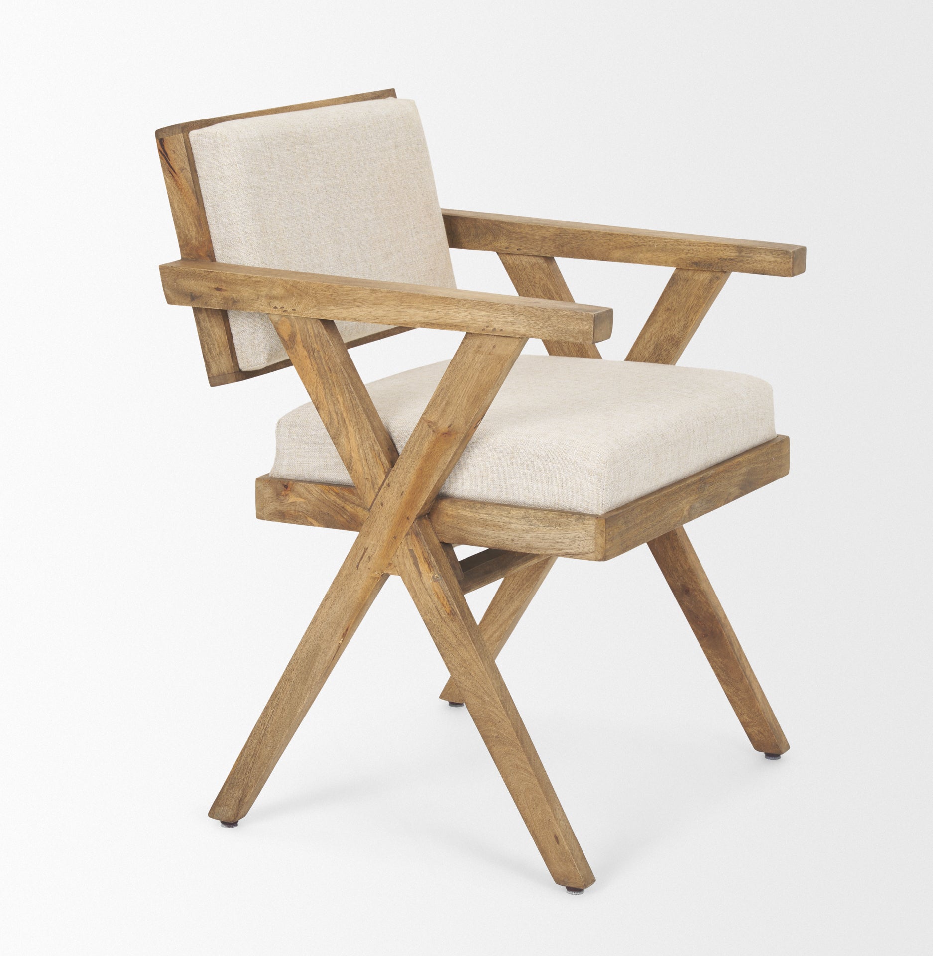 Topanga Dining Chair Cream | Medium Brown Wood - dining-chairs