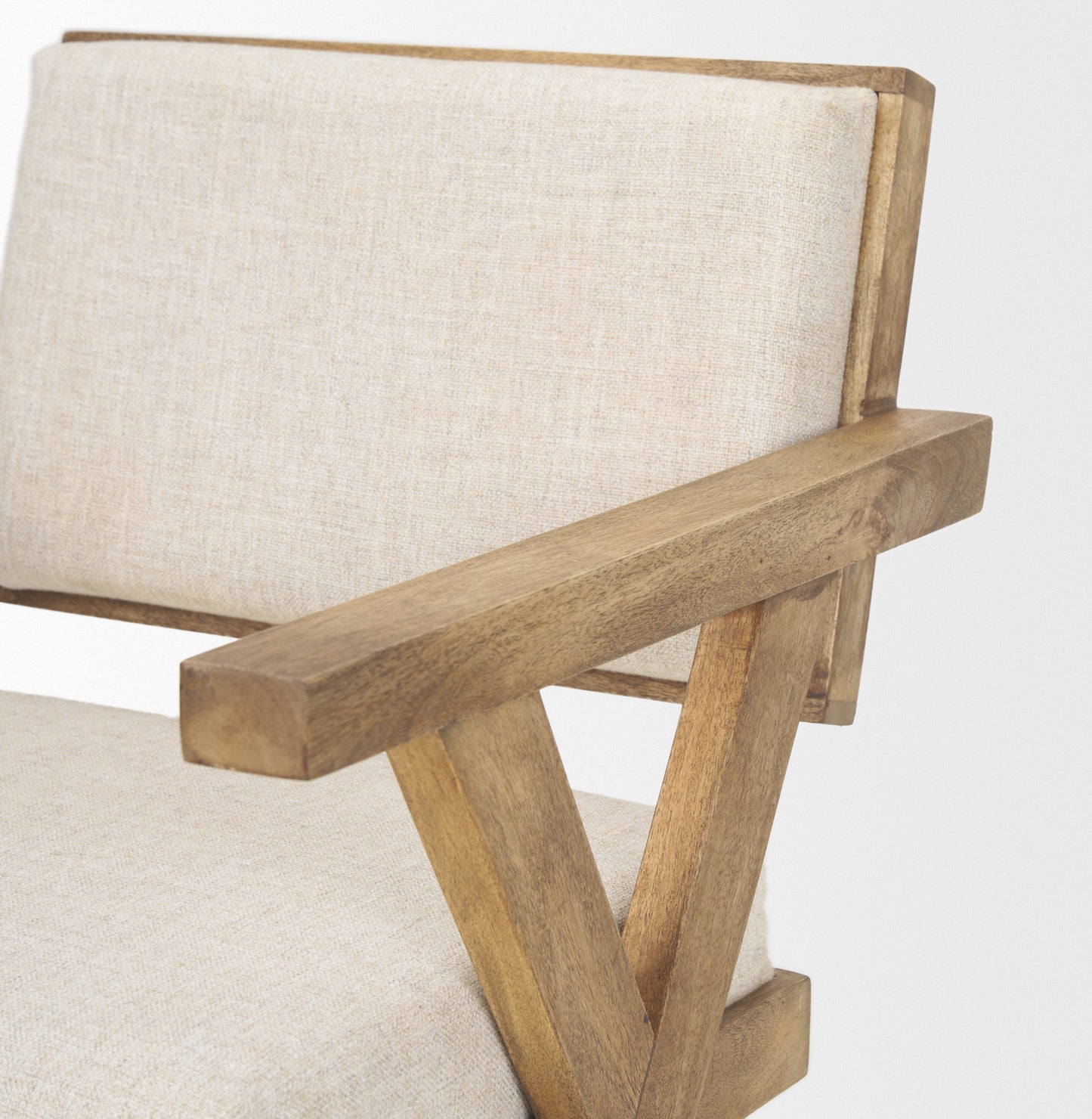 Topanga Dining Chair Cream | Medium Brown Wood - dining-chairs