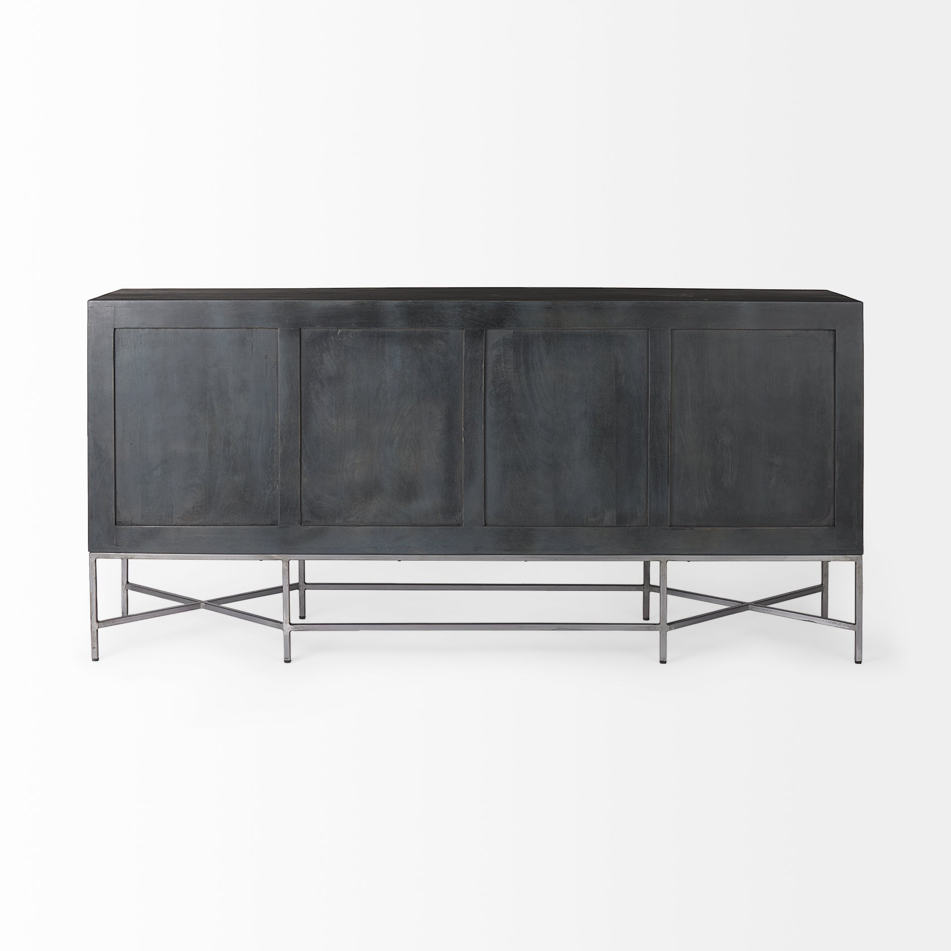 Hogarth Sideboard Dark Brown & Black Wood | Silver Metal - sideboards-and-buffets