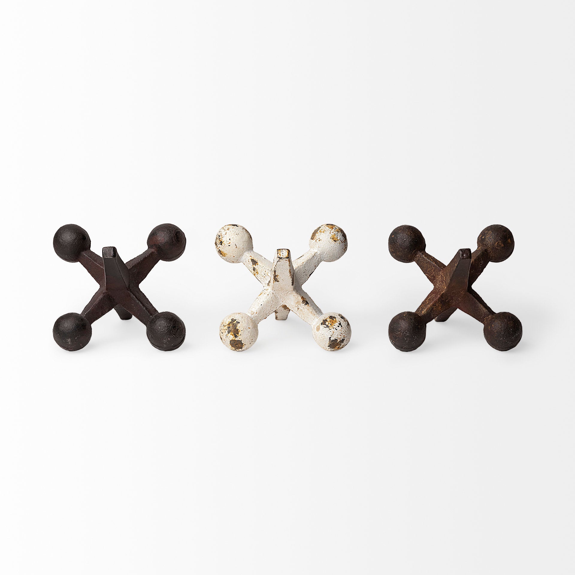 Jax Set of 3 8L x 7W Cast Iron Metal Jacks
