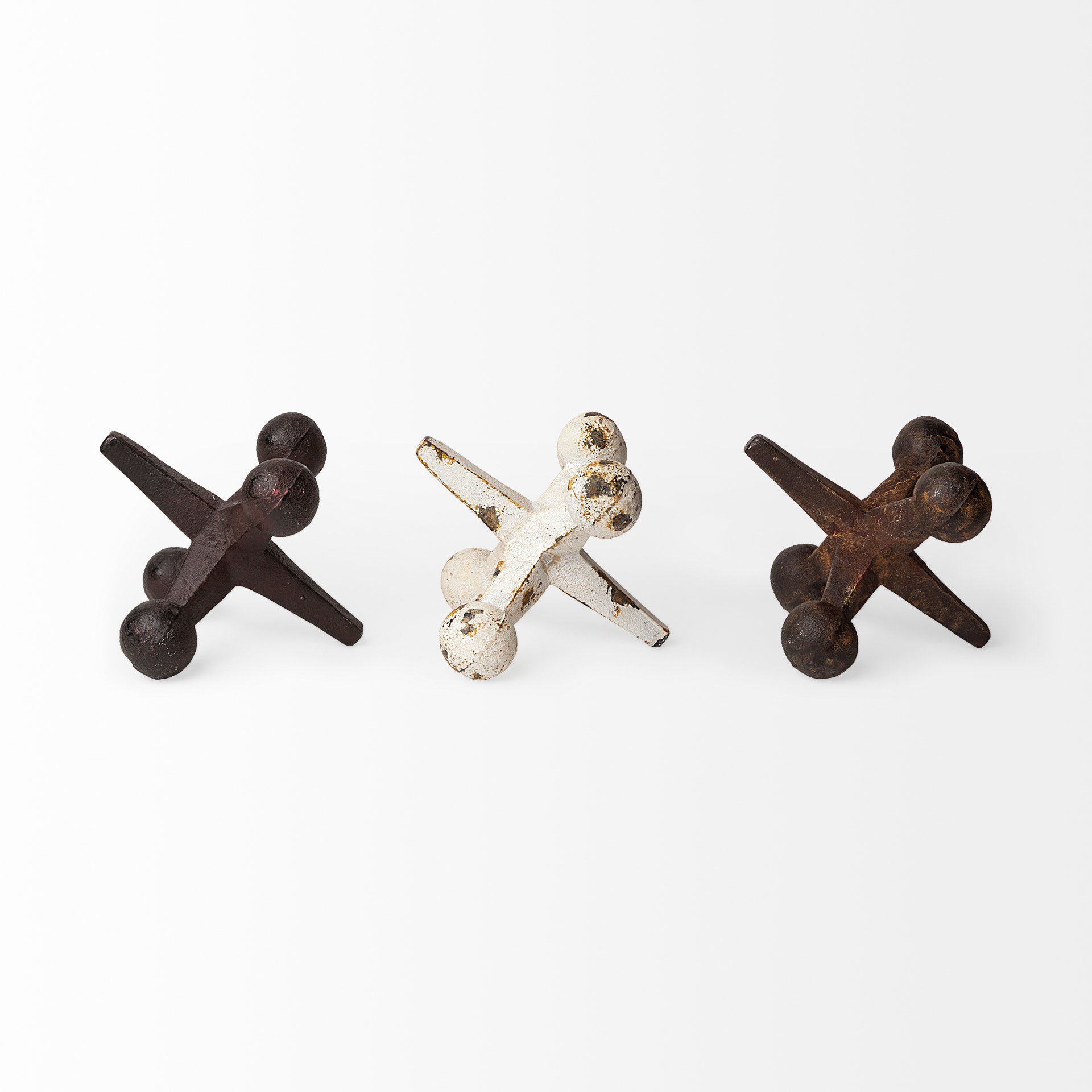 Jax Set of 3 8L x 7W Cast Iron Metal Jacks