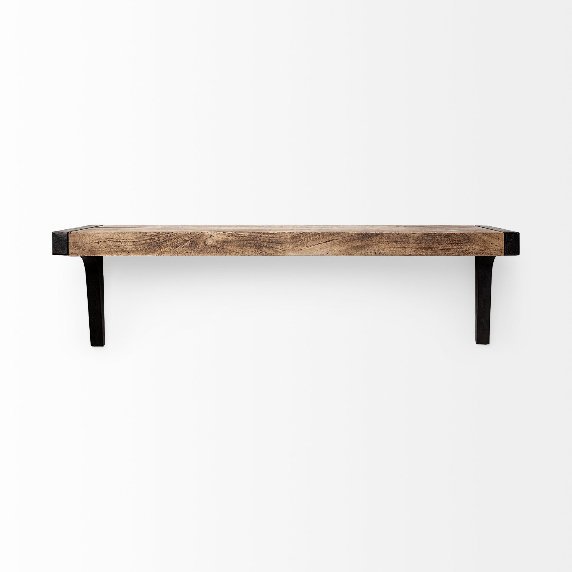 Dion II 36.0L x 10.8W x 10.5H Brown Wood W/Black Metal Wall Shelf