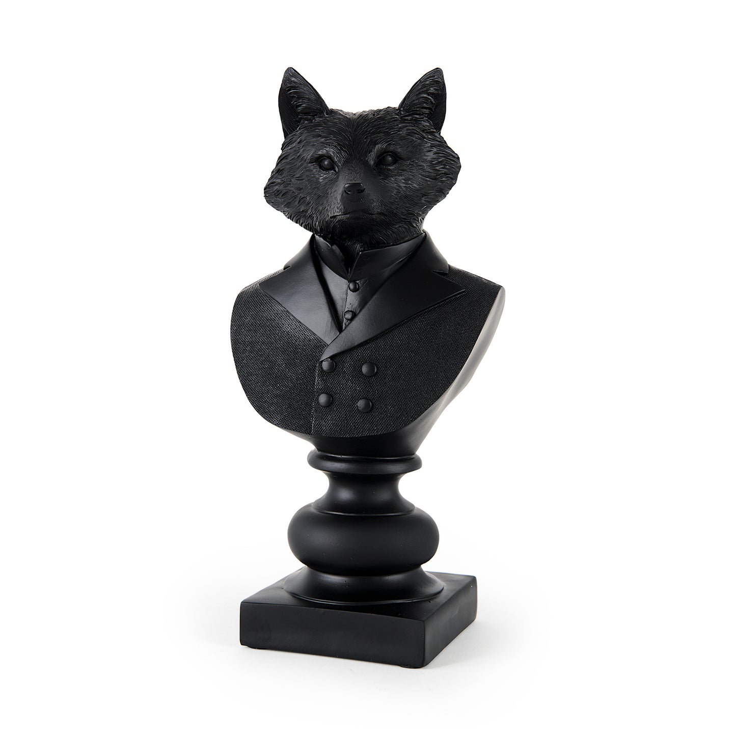 Murray 13H Black Painted Resin Fox in a Suit Bust