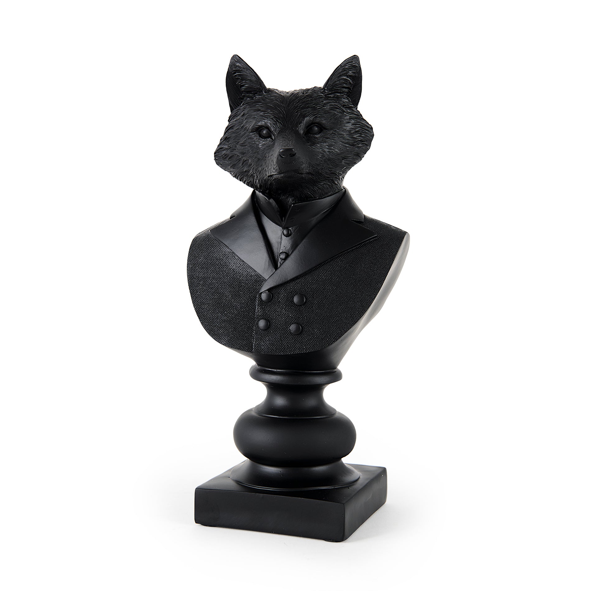 Murray 13H Black Painted Resin Fox in a Suit Bust