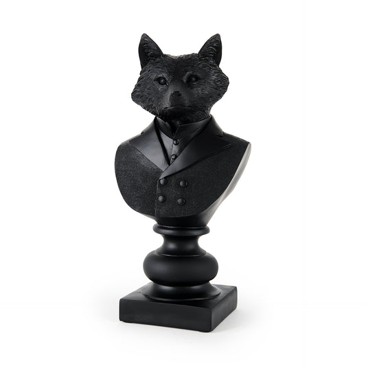 Murray 13H Black Painted Resin Fox in a Suit Bust
