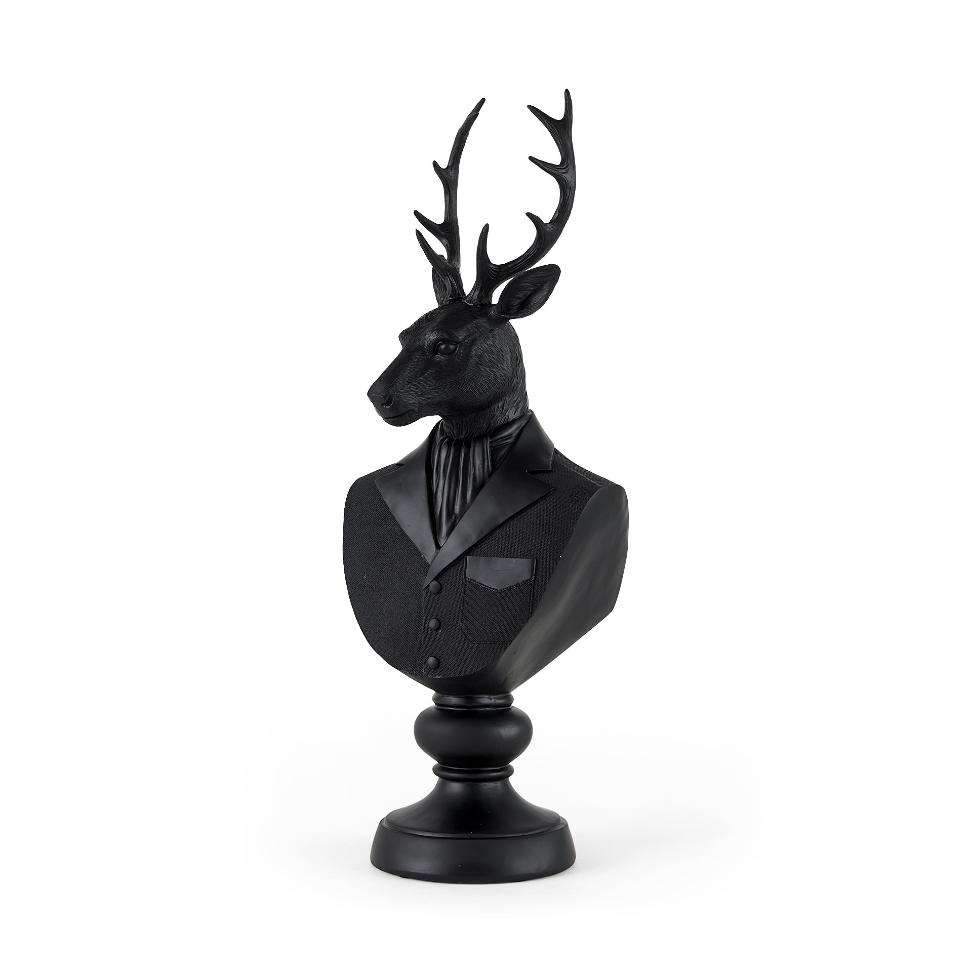 Mozart 22.5H Black Painted Resin Deer In A Suit Bust