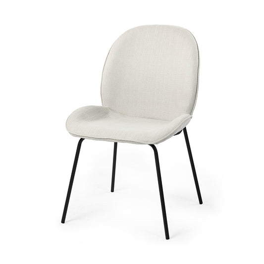 Inala Dining Chair White Fabric | Black Metal - dining-chairs