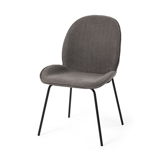 Inala Dining Chair Gray Fabric | Black Metal - dining-chairs