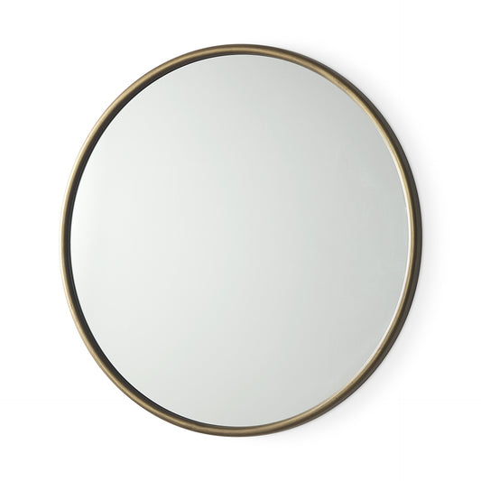 Piper 35.8L x 1.0W x 35.8H Small Gold Metal Round Wall Mirror