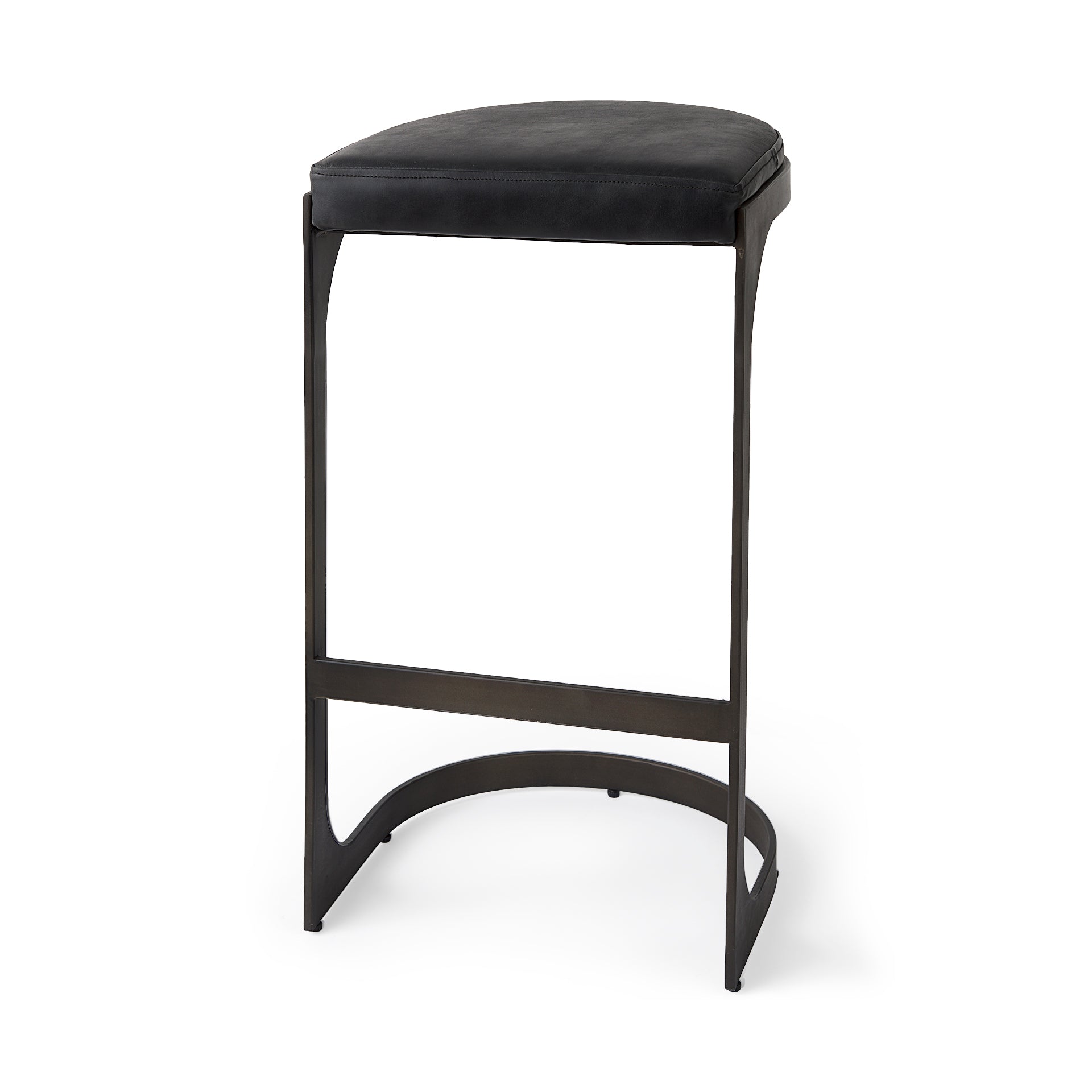 Tyson Bar Counter Stool Black Leather | Black Metal | Bar - bar-stools