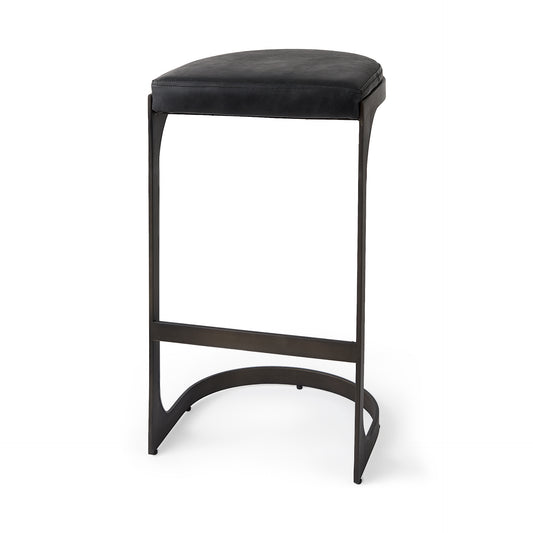 Tyson Bar Counter Stool Black Leather | Black Metal | Bar - bar-stools