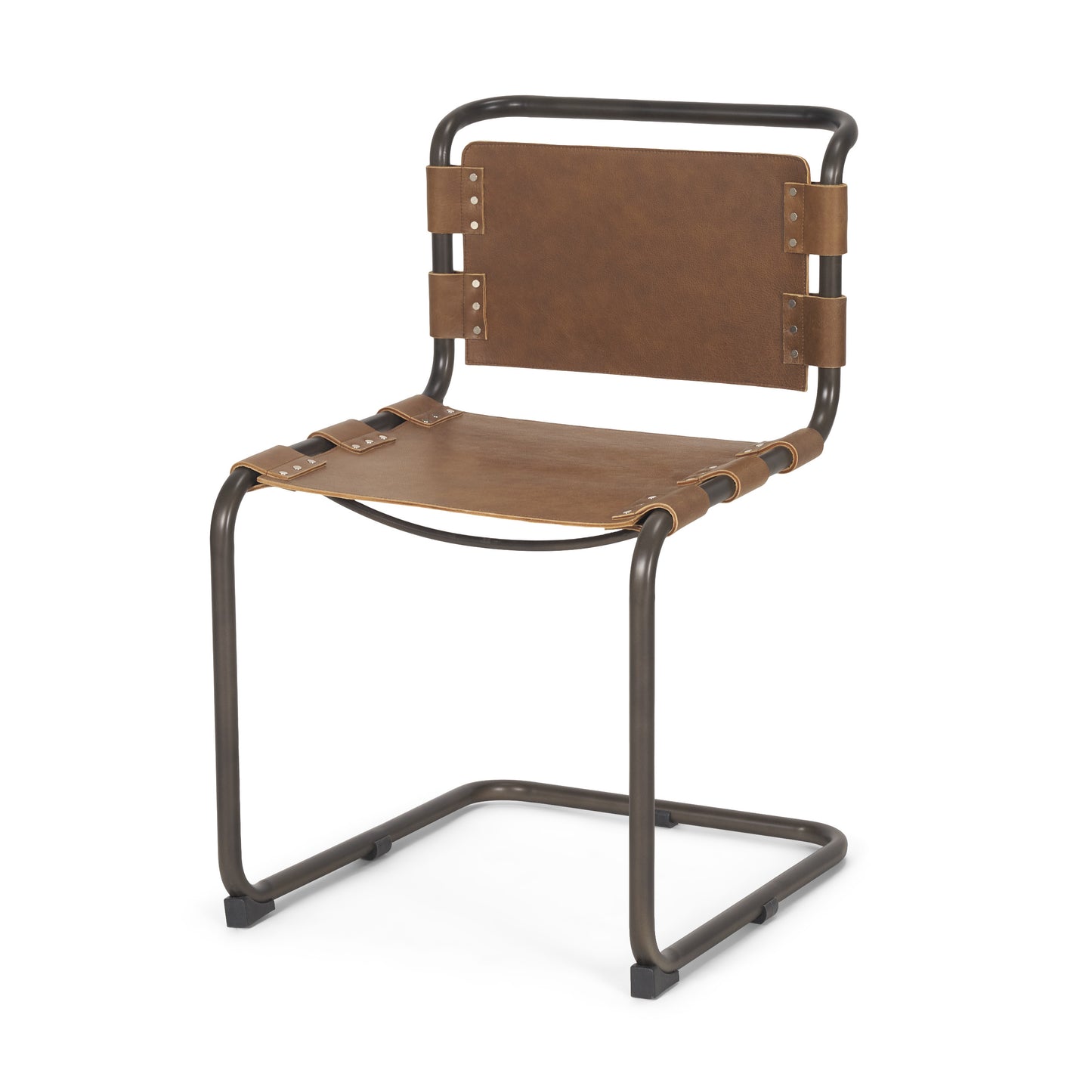 Berbick Dining Chair Brown Leather |Black Metal - dining-chairs