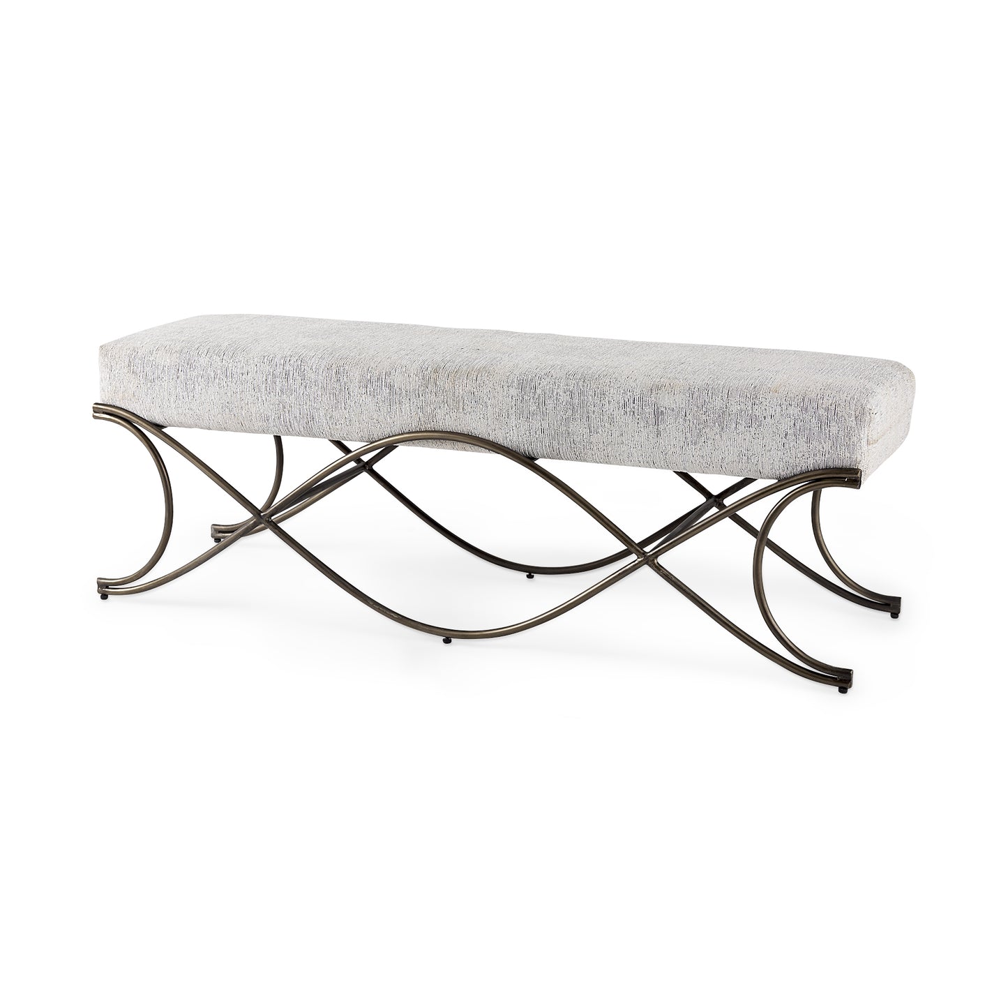 Ayla Bench Dark Gray Fabric | Nickel Metal - benches