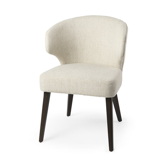 Niles Dining Chair Cream Fabric | Dark Brown Wood - dining-chairs