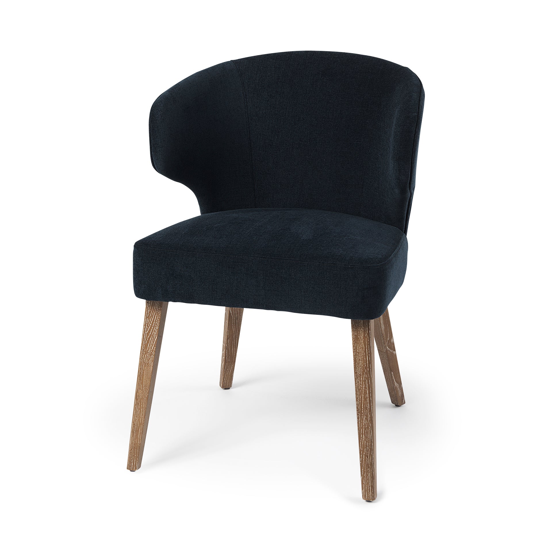 Niles 20" Seat Height Navy Fabric Seat W/ Medium Brown Wooden Legs Wingback Dining Chair