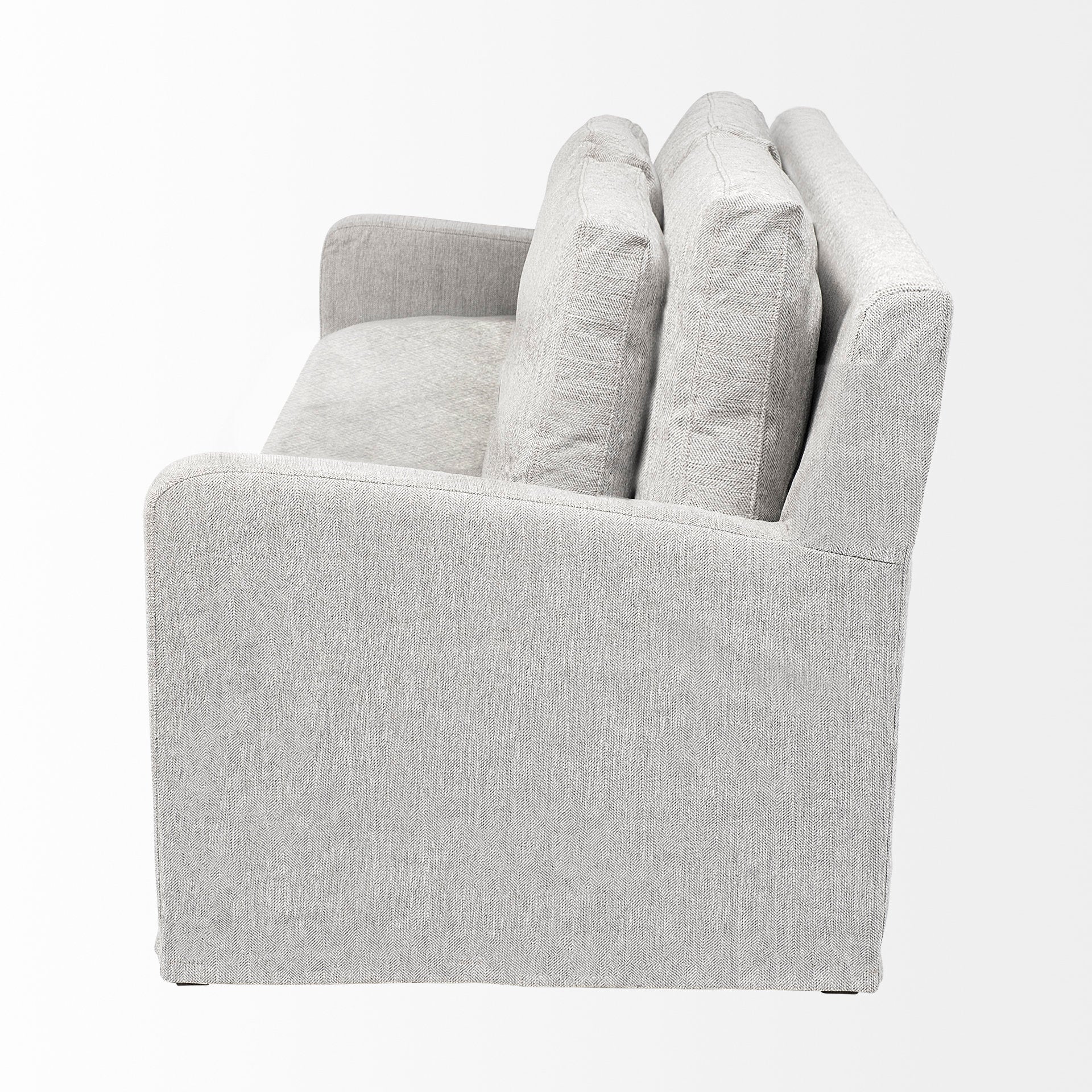 Denly II 92.5W Frost Gray Slipcover Three Seater Sofa