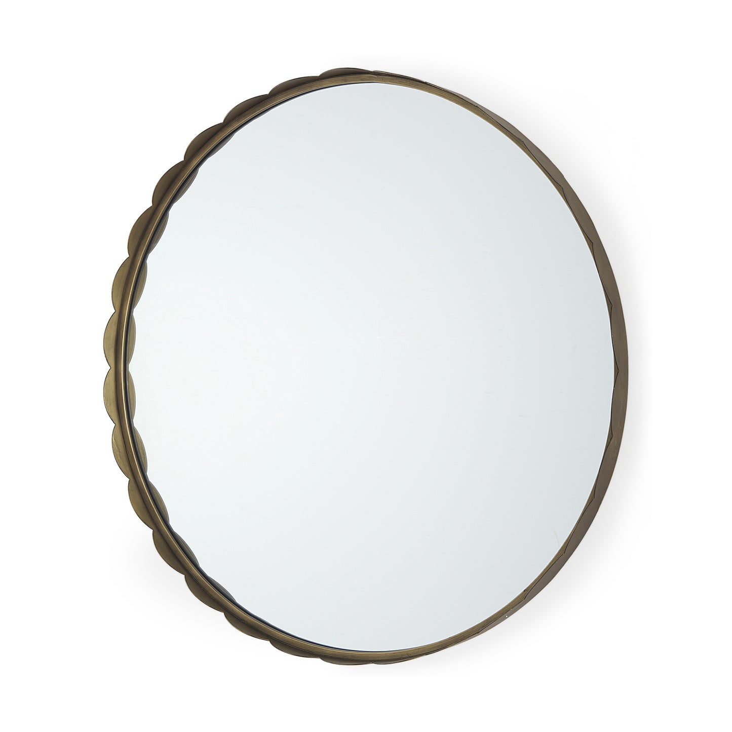 Adelaide 29.7" Gold Metal Scallop Edge Round Mirror