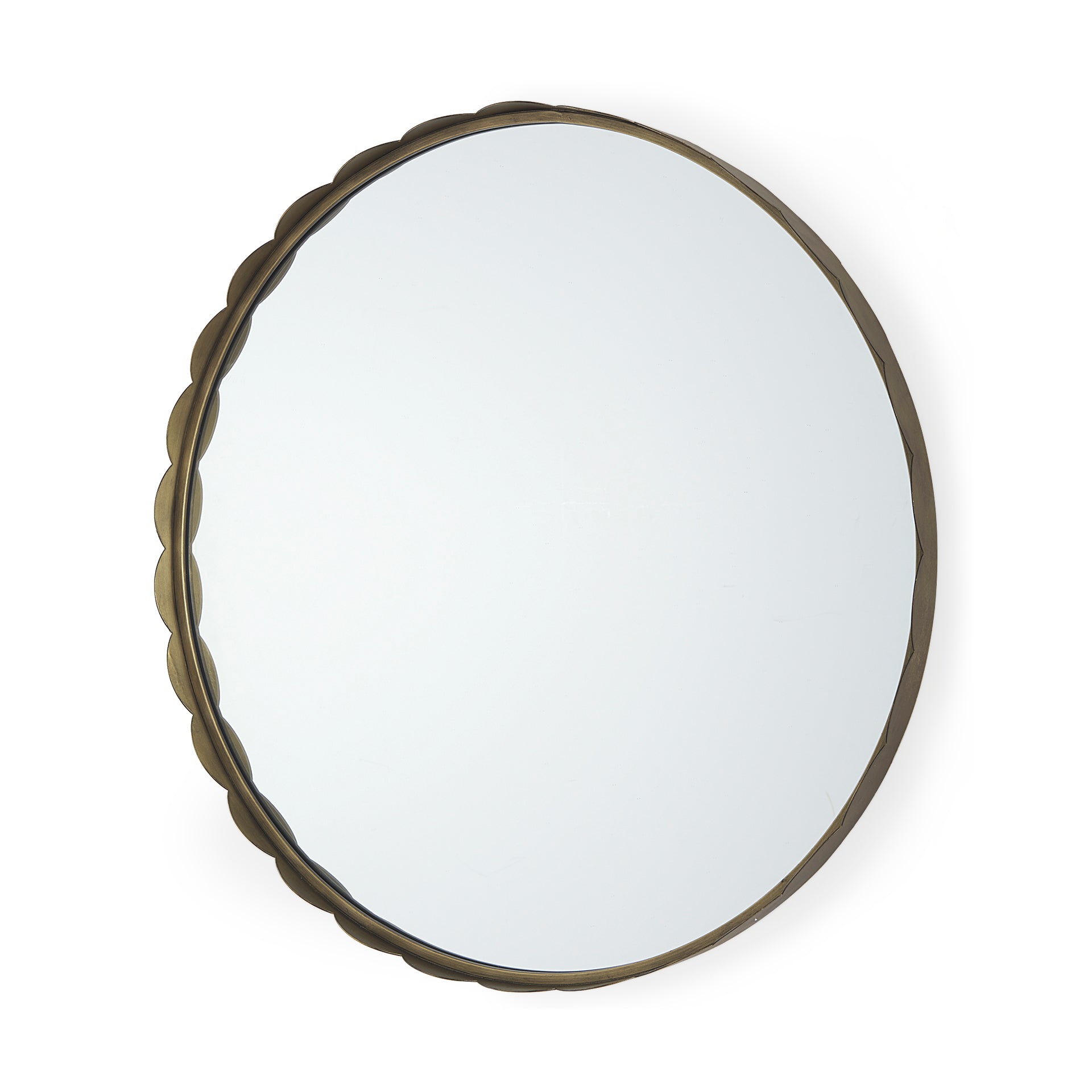 Adelaide 29.7" Gold Metal Scallop Edge Round Mirror