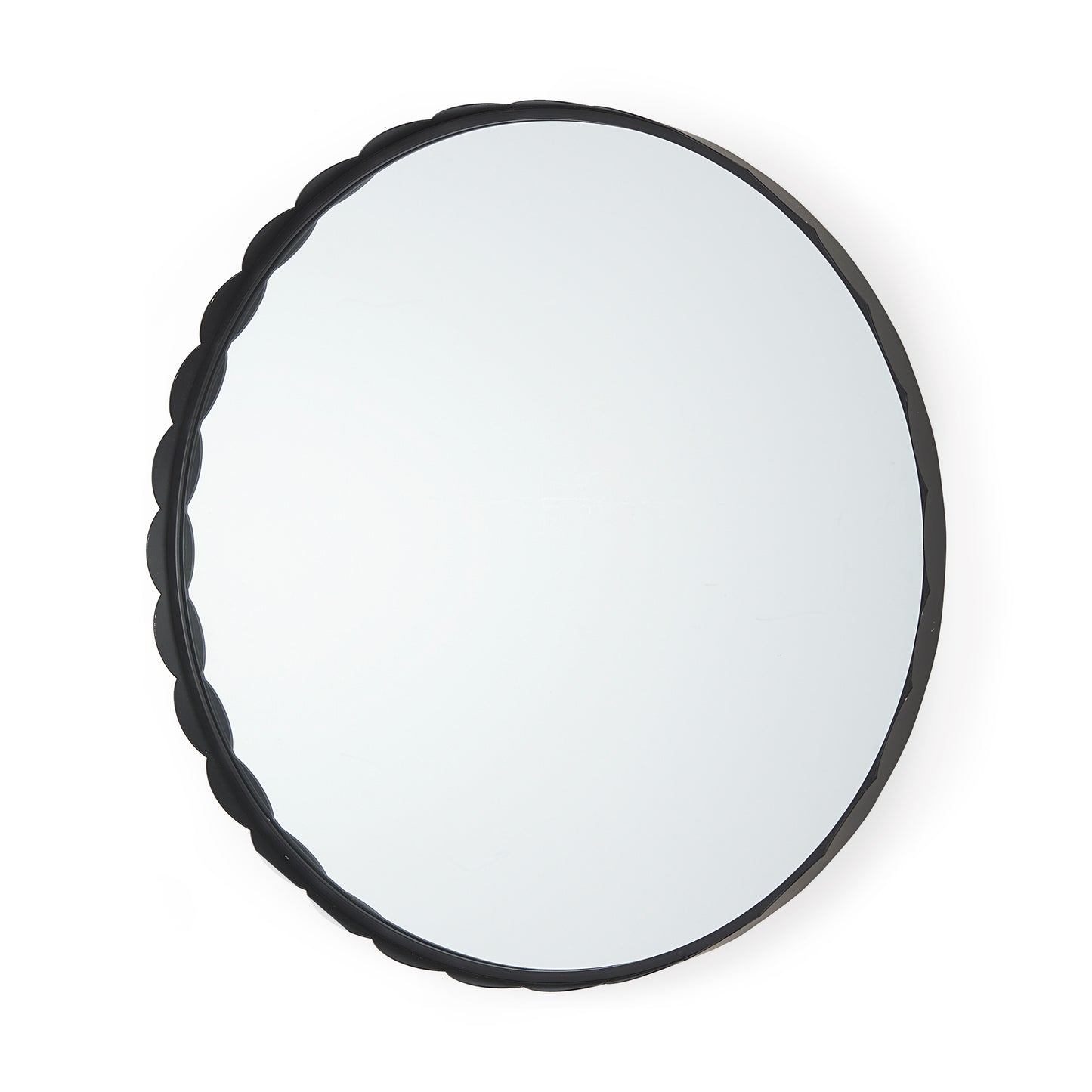Adelaide 29.7"Black Metal Scallop Edge Round Mirror