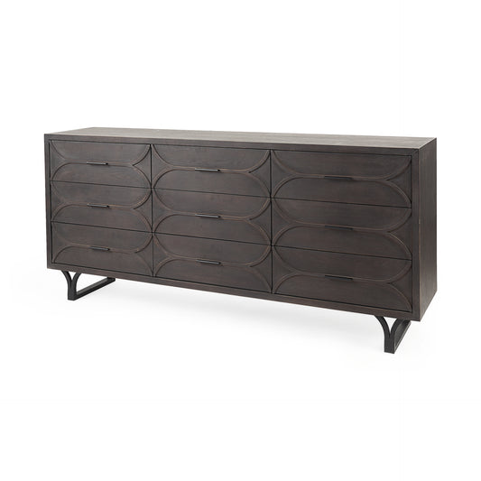 Giselle Sideboard Dark Brown Wood | Black Metal - sideboards-and-buffets