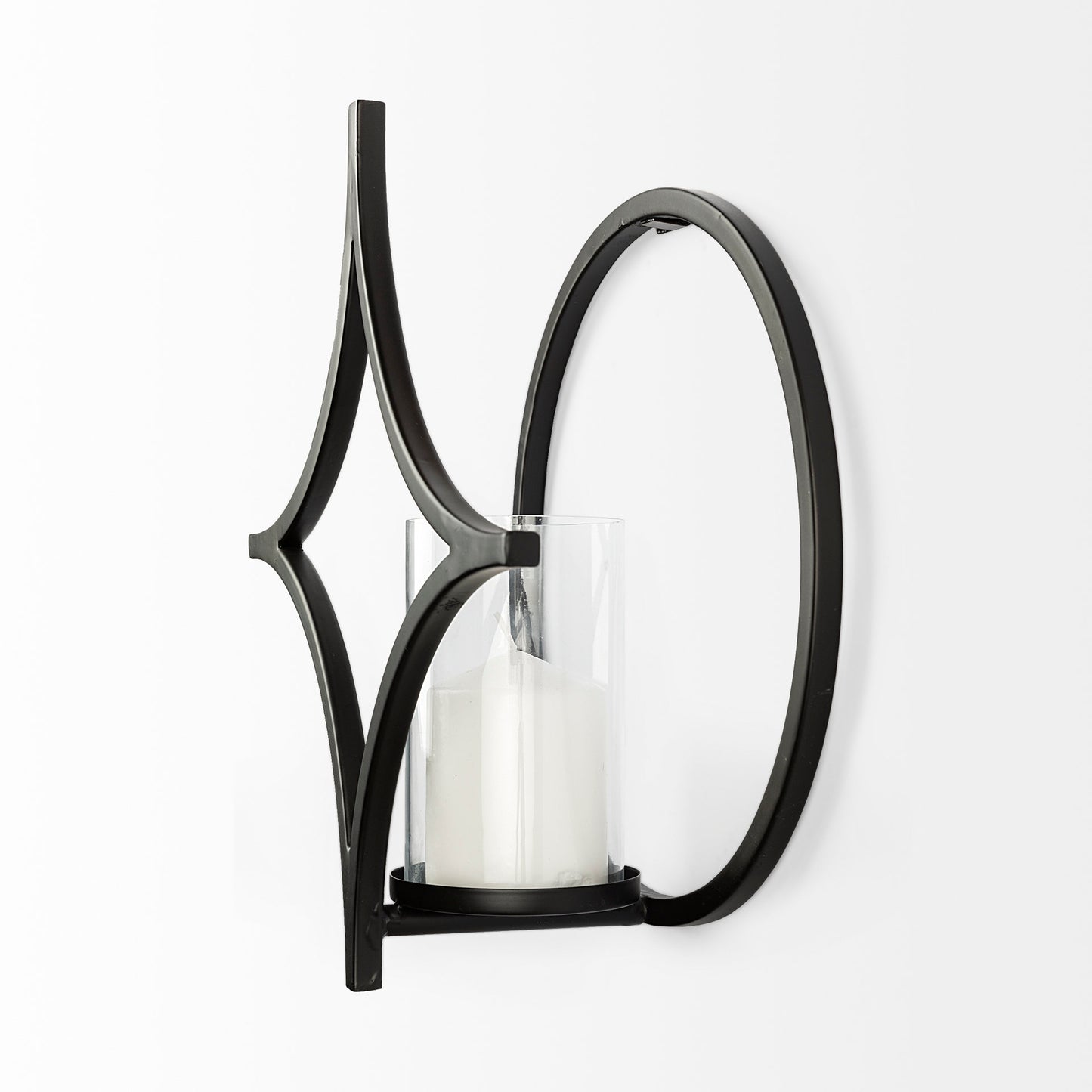 Lyra Wall Candle Holder Black Metal | Star - wall-candle-holders