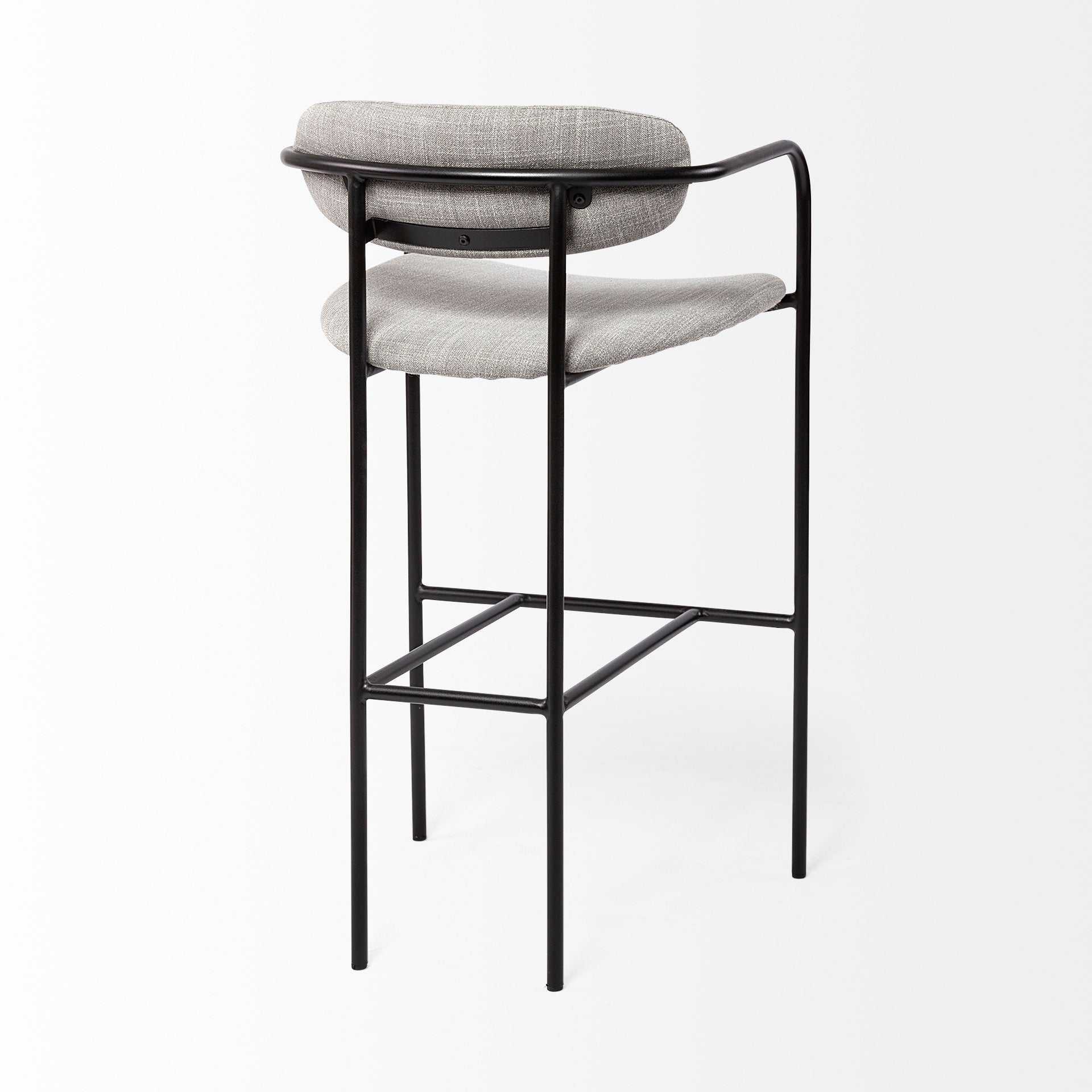 Parker Upholstered Seat Bar Counter Stool Gray Fabric | Black Metal | Bar - bar-stools