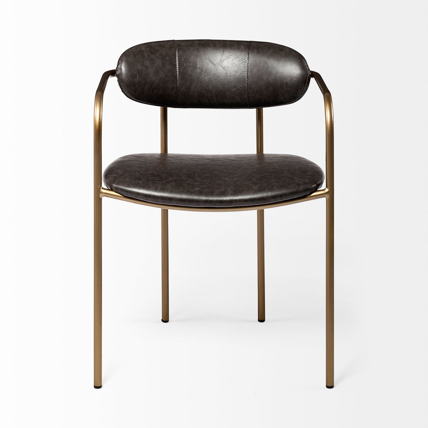 Parker Dining Chair Brown Faux Leather | Gold Metal - dining-chairs