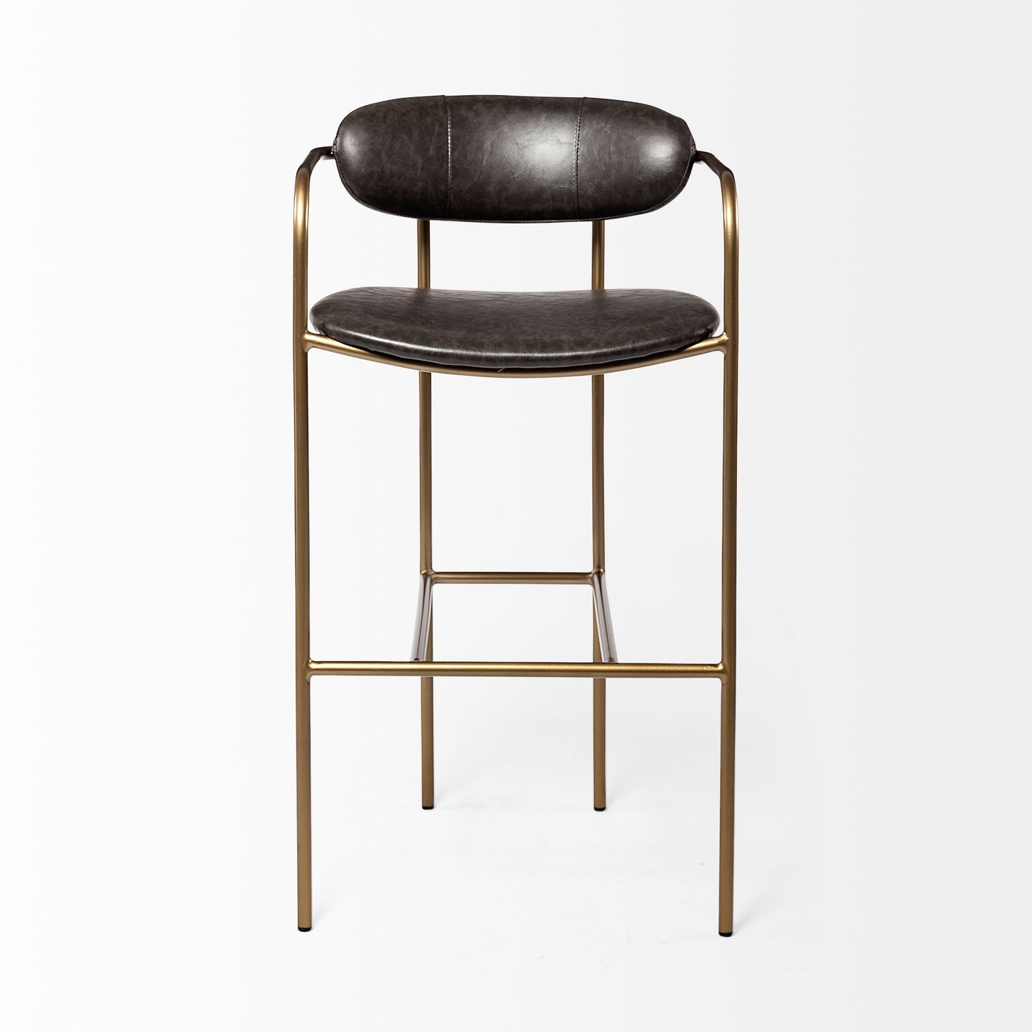 Parker Bar Counter Stool Brown Faux Leather | Gold Metal | Bar - bar-stools