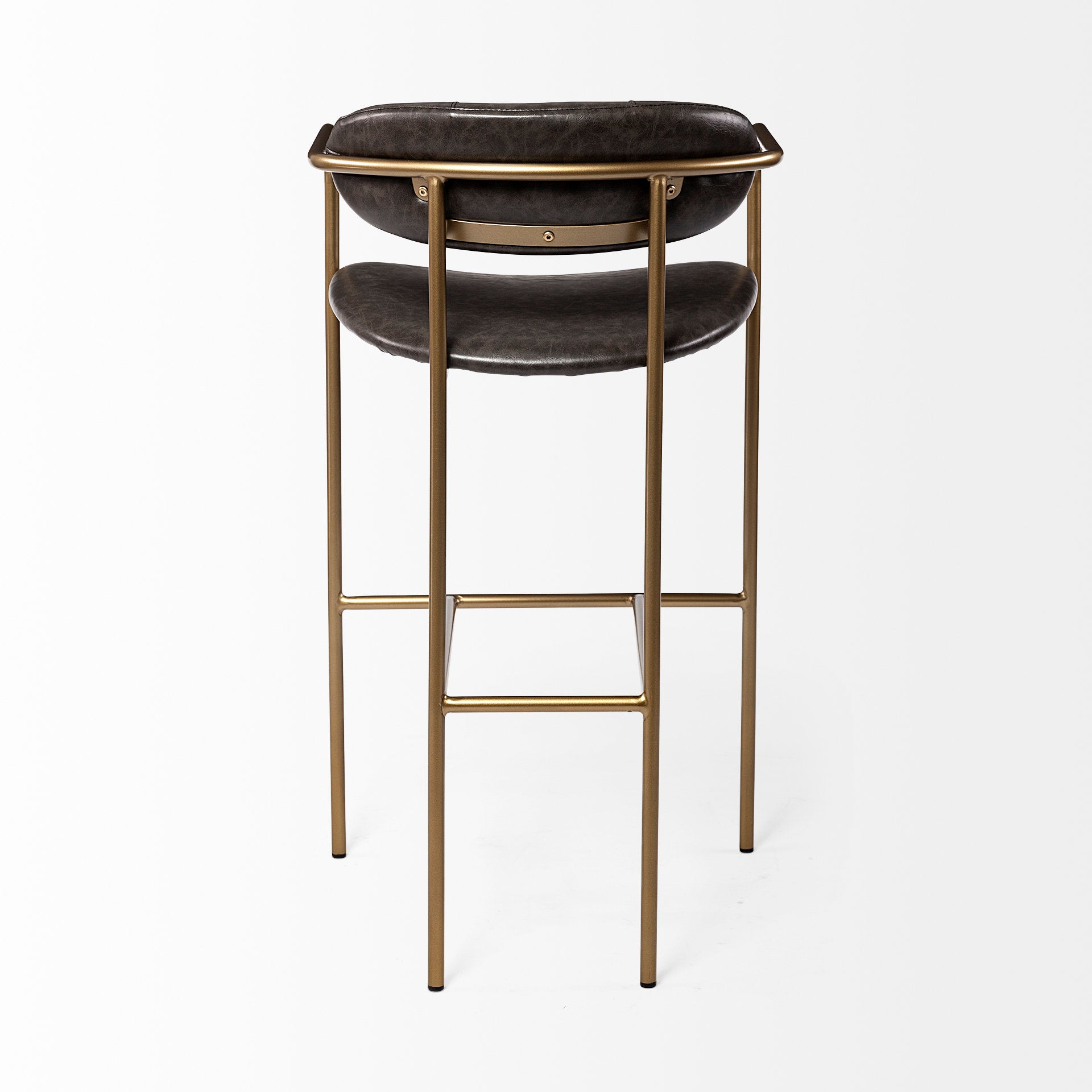 Parker Bar Counter Stool Brown Faux Leather | Gold Metal | Bar - bar-stools