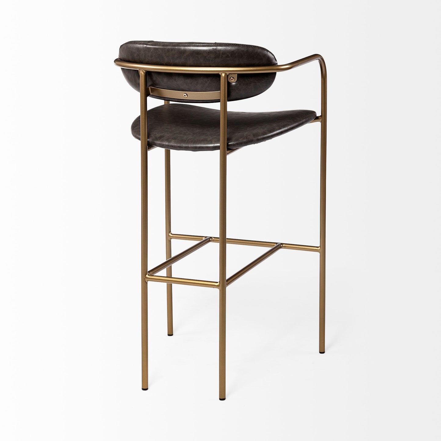 Parker Bar Counter Stool Brown Faux Leather | Gold Metal | Bar - bar-stools