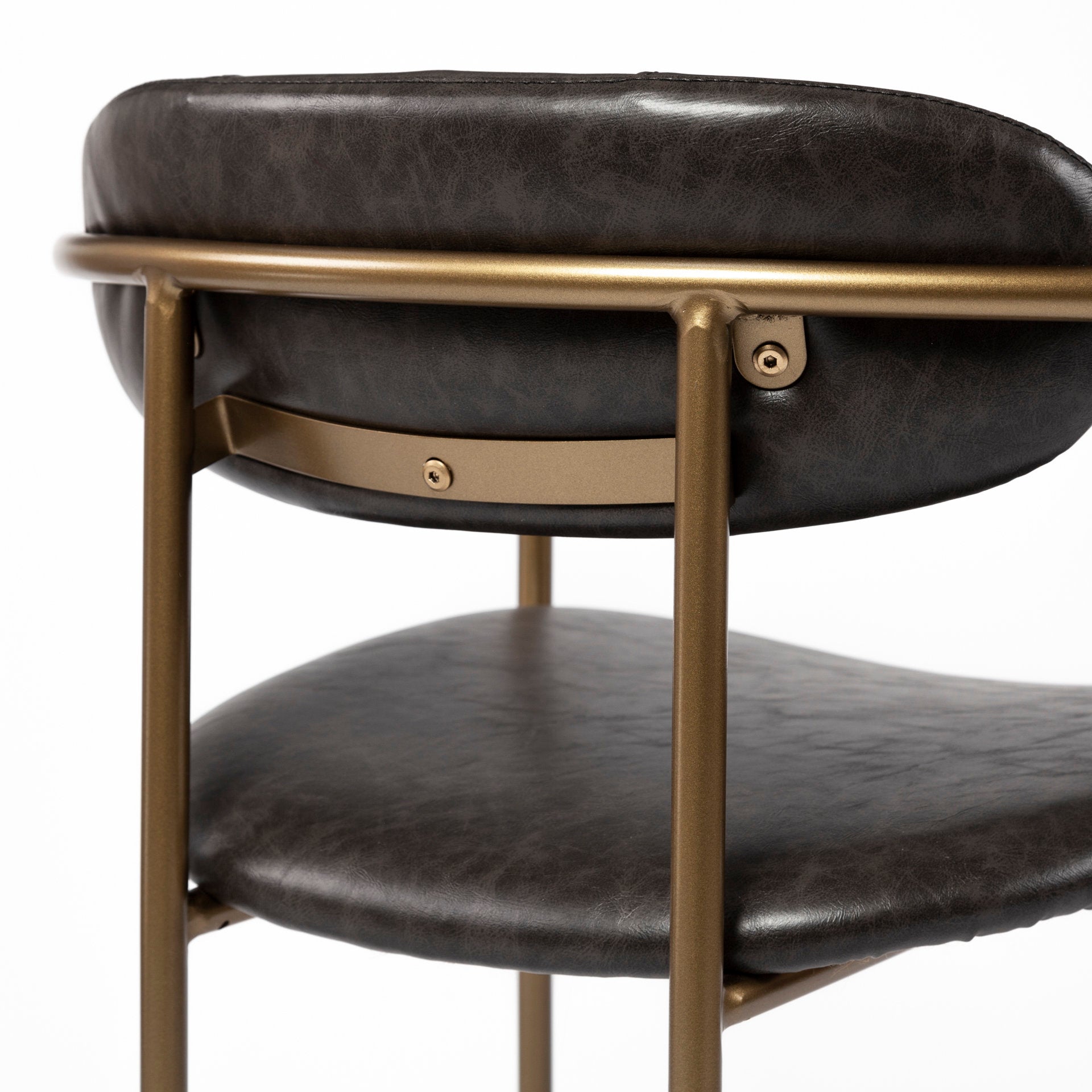 Parker Bar Counter Stool Brown Faux Leather | Gold Metal | Bar - bar-stools