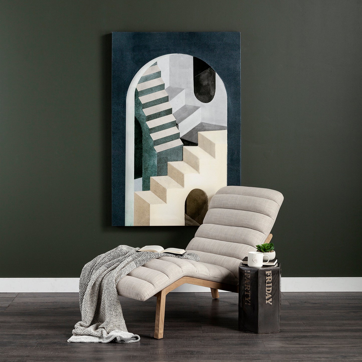 Pierre Beige Fabric Upholstered Armless Chaise Lounge Chair
