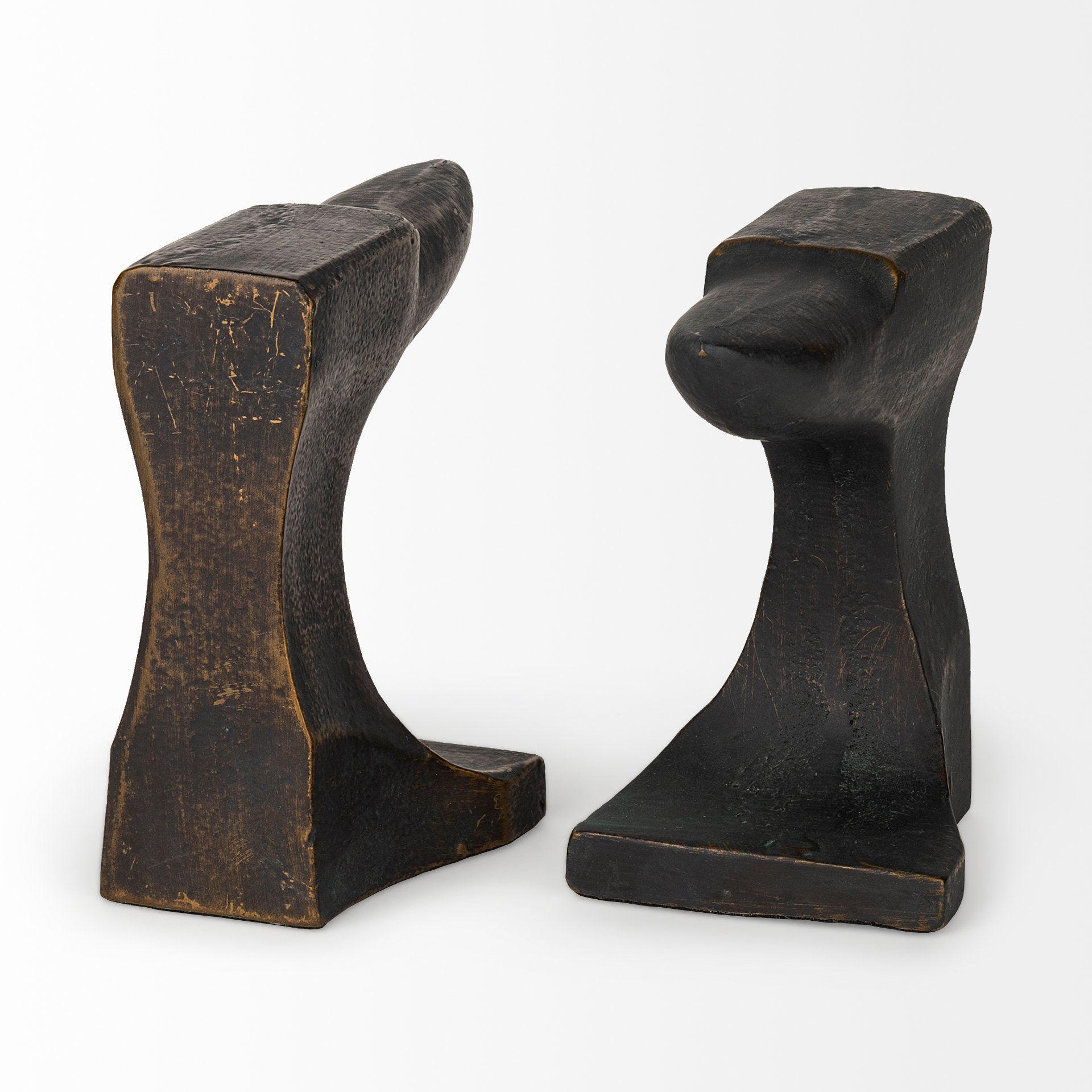 Anvilia (Set of 2) 12L x 4W Black With Gold Accents Anvil Shaped Bookends