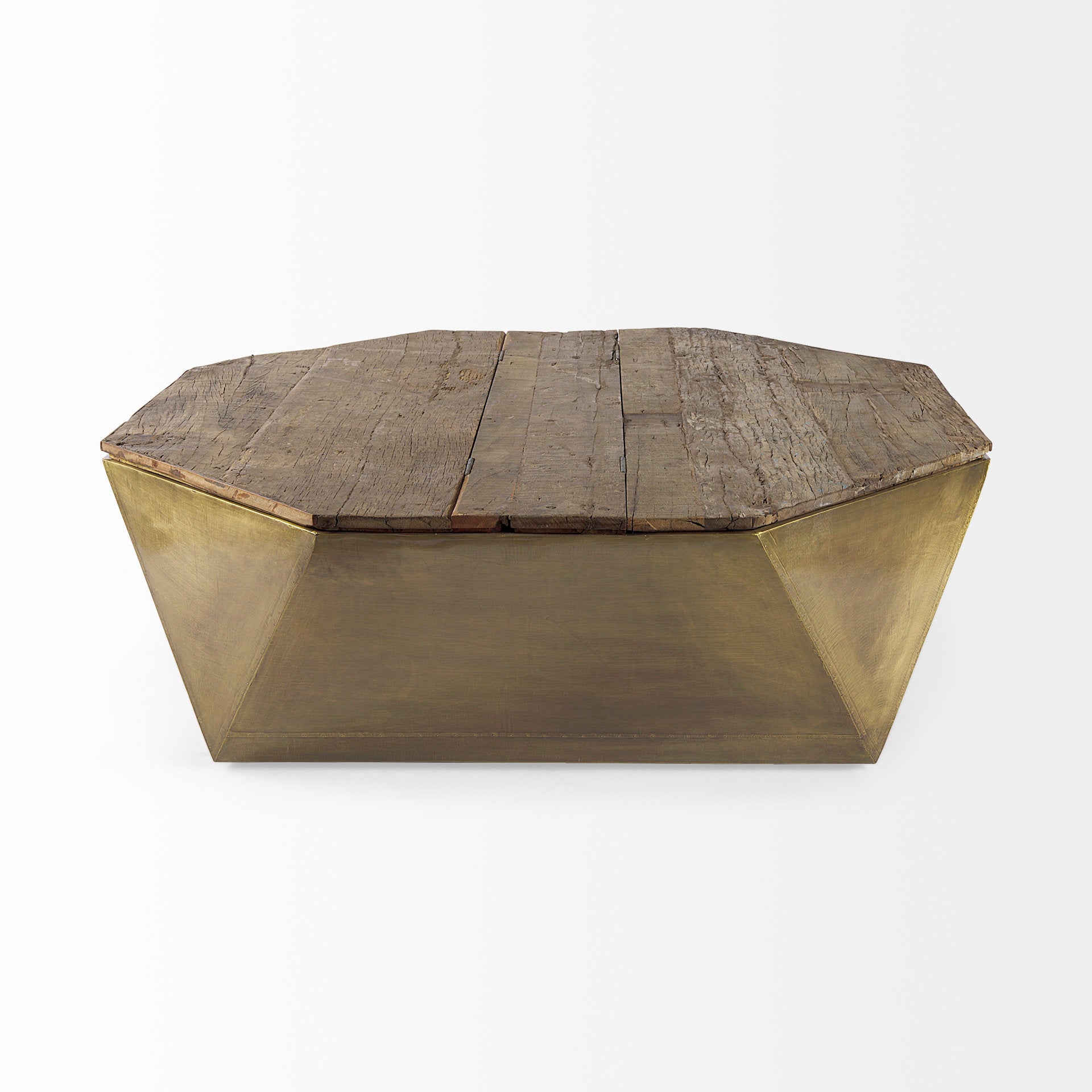 Esagono Coffee Table Brown Wood | Brass Metal - coffee-tables