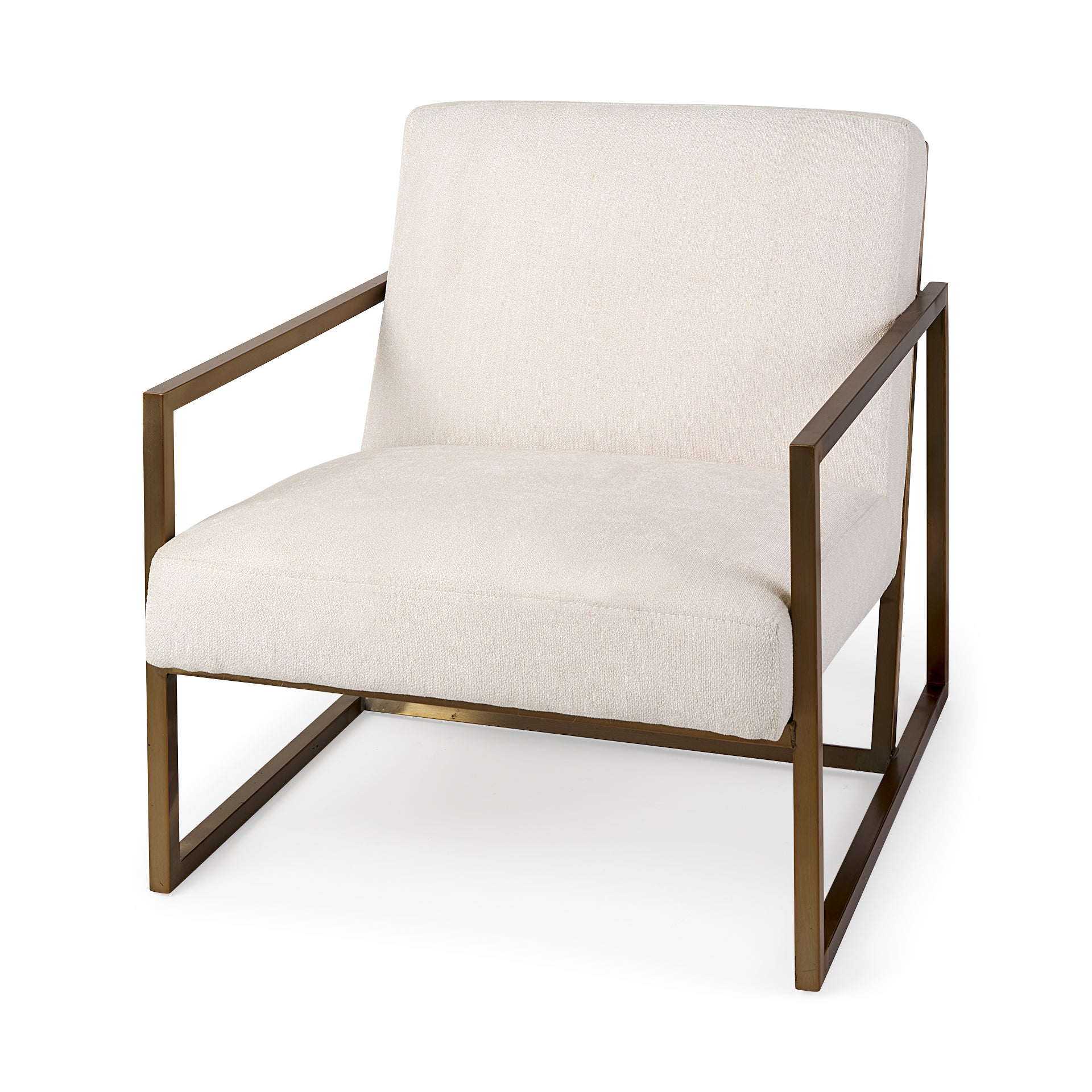 Armelle Upholstered Accent Chair Cream Fabric | Gold Metal - accent-chairs