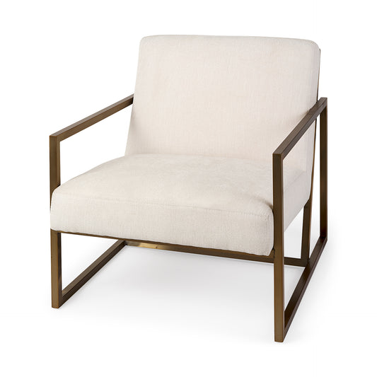 Armelle Upholstered Accent Chair Cream Fabric | Gold Metal - accent-chairs