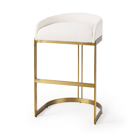 Hollyfield Bar Counter Stool Cream Fabric | Gold Metal | Bar - bar-stools