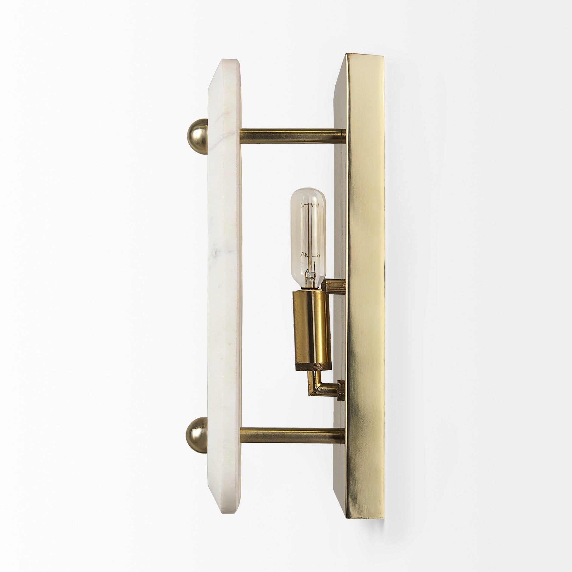 Stein Wall Sconce Gold Metal | White Marble - wall-fixtures