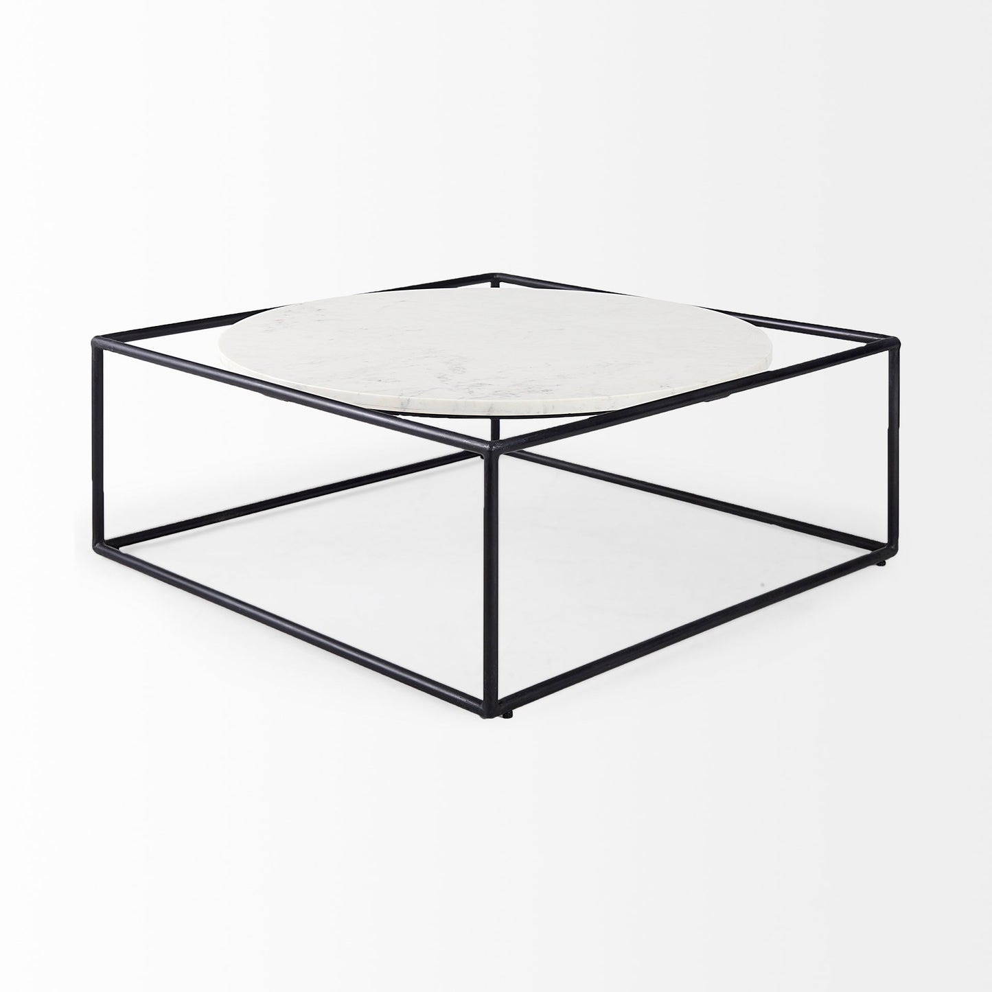 Austen Coffee Table White Marble | Black Metal