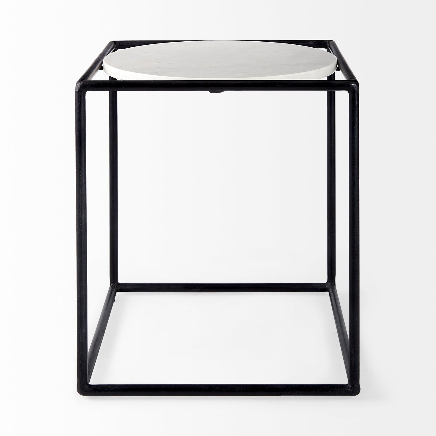 Austen End Side Table White Marble | Black Metal - end-and-side-tables