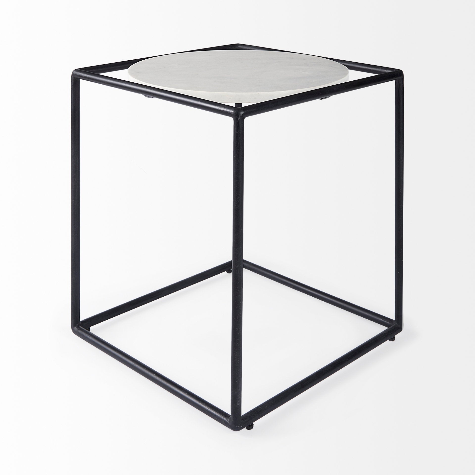 Austen End Side Table White Marble | Black Metal - end-and-side-tables