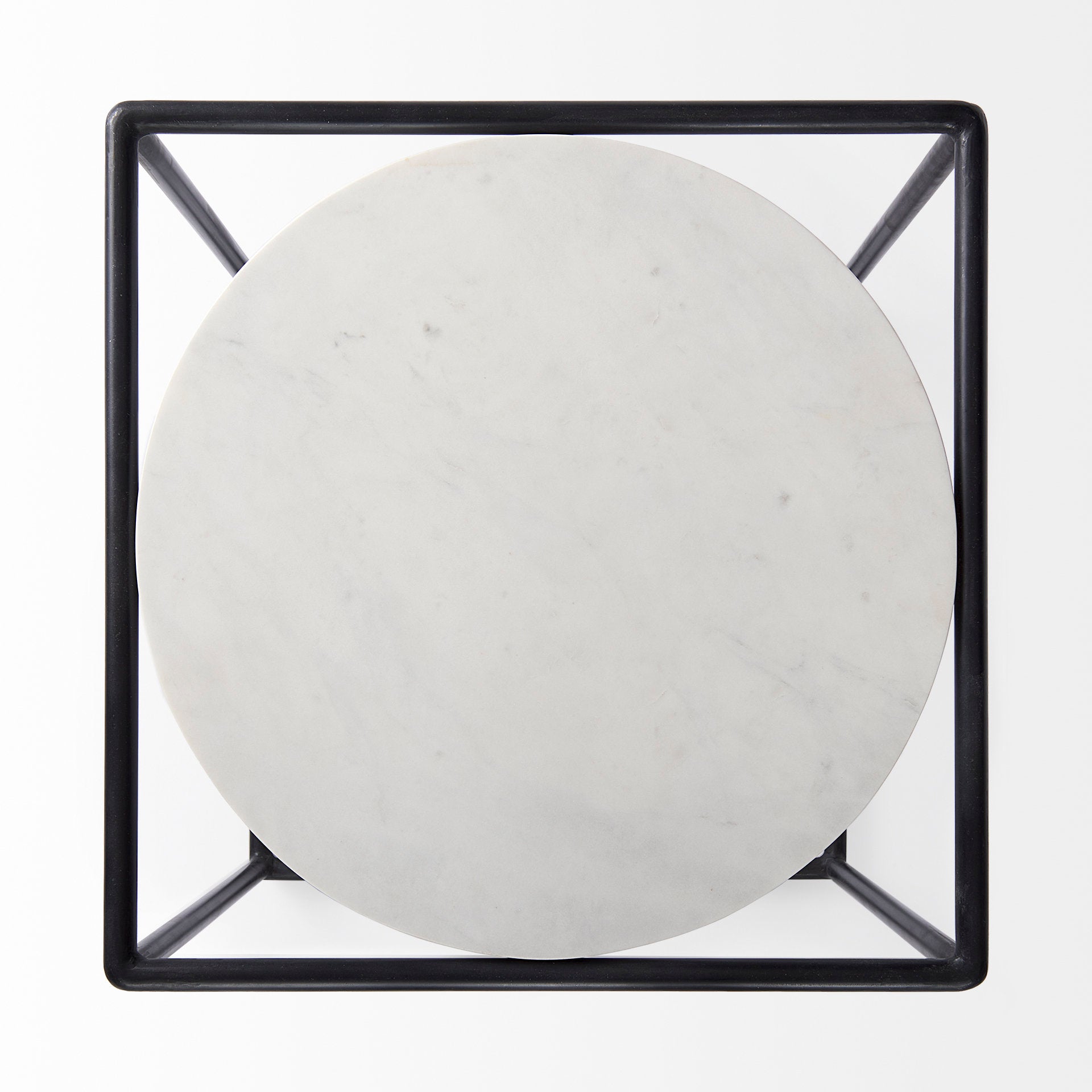 Austen End Side Table White Marble | Black Metal - end-and-side-tables