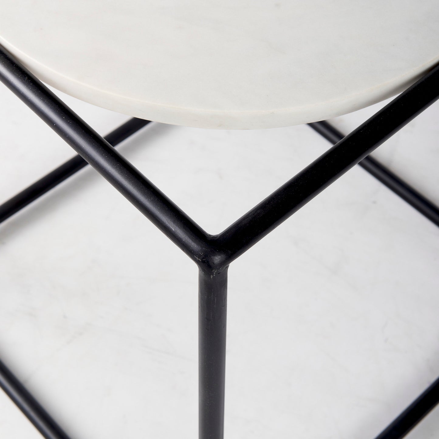 Austen End Side Table White Marble | Black Metal - end-and-side-tables