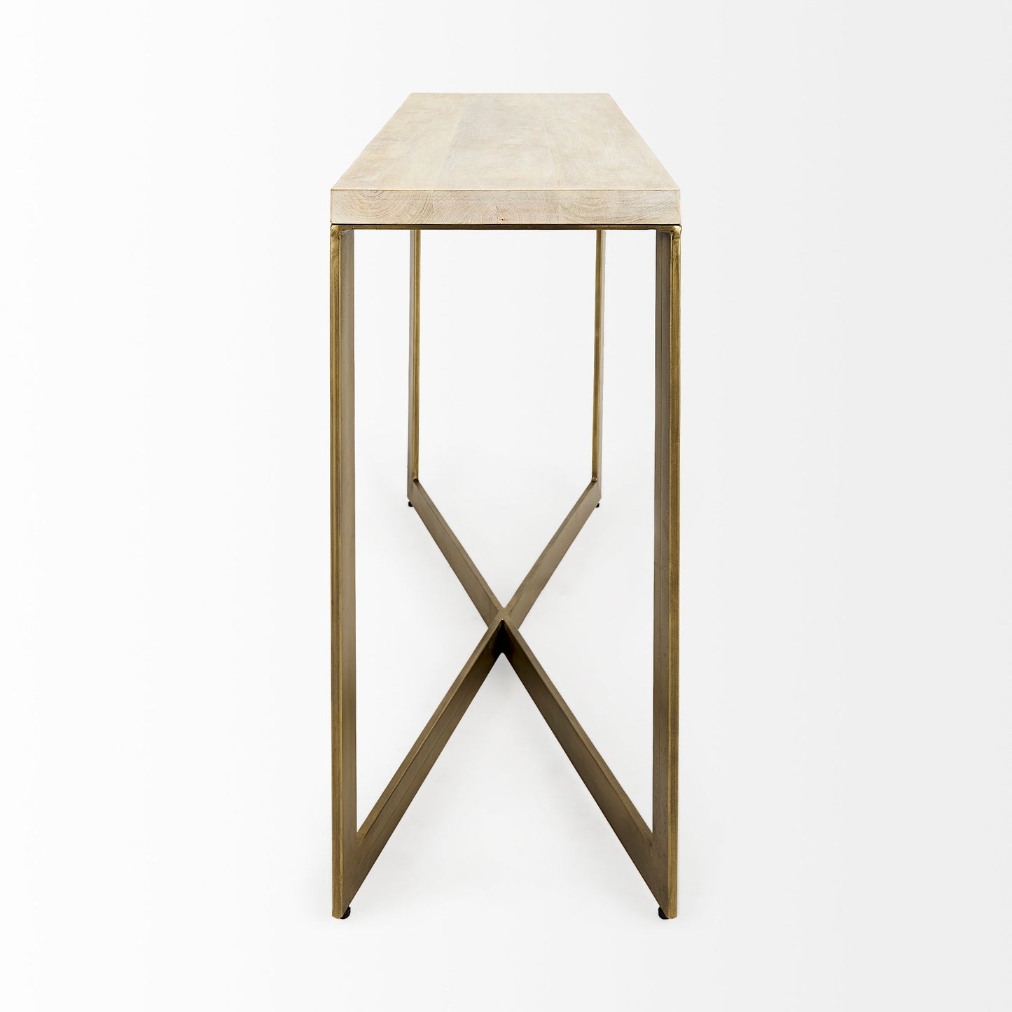 Faye Console Table Beige Wood | Gold Metal - console-tables
